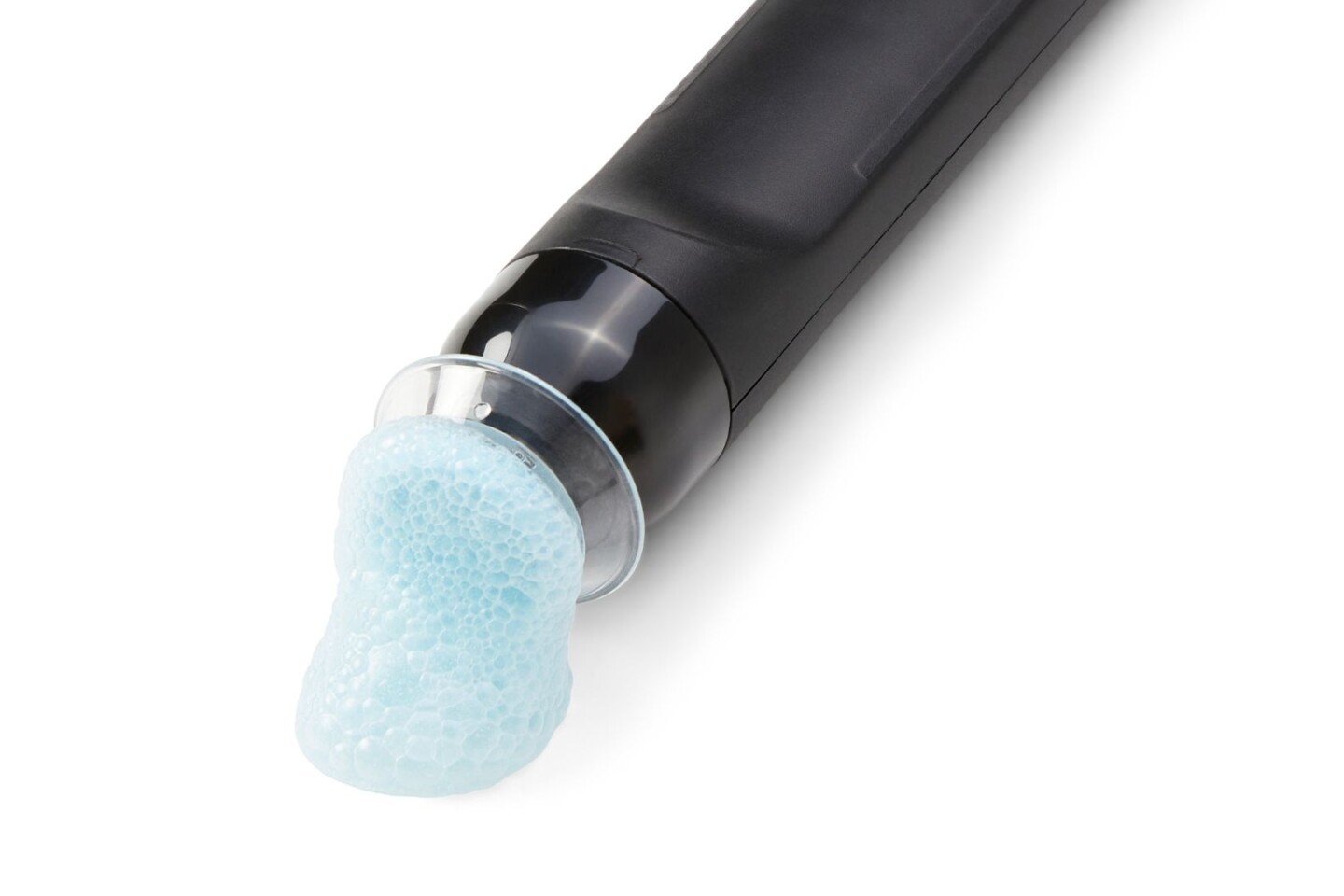 Blue Geneo oxypod, bubbling at the end of a facial machine wand
