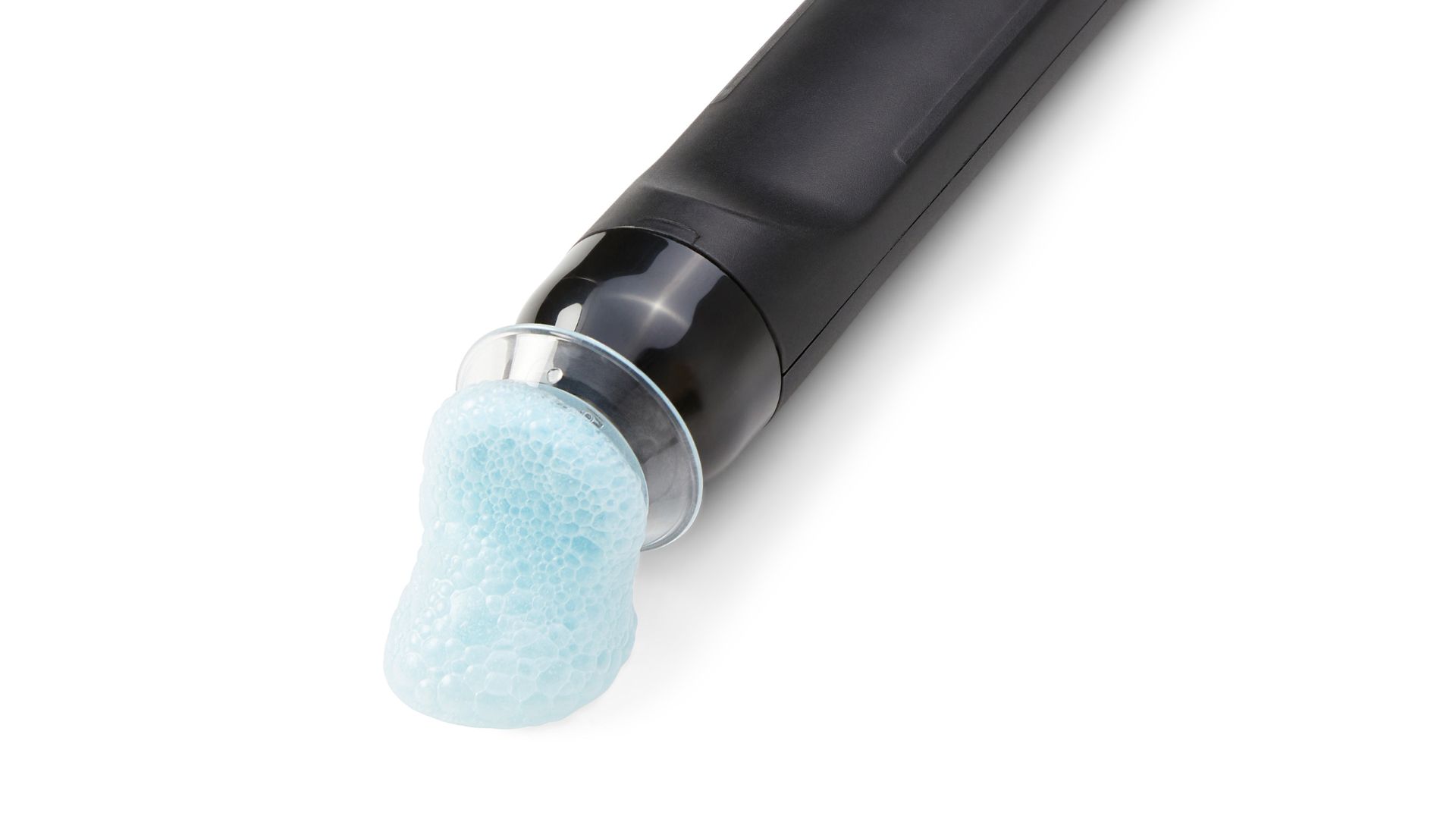 Blue Geneo oxypod, bubbling at the end of a facial machine wand